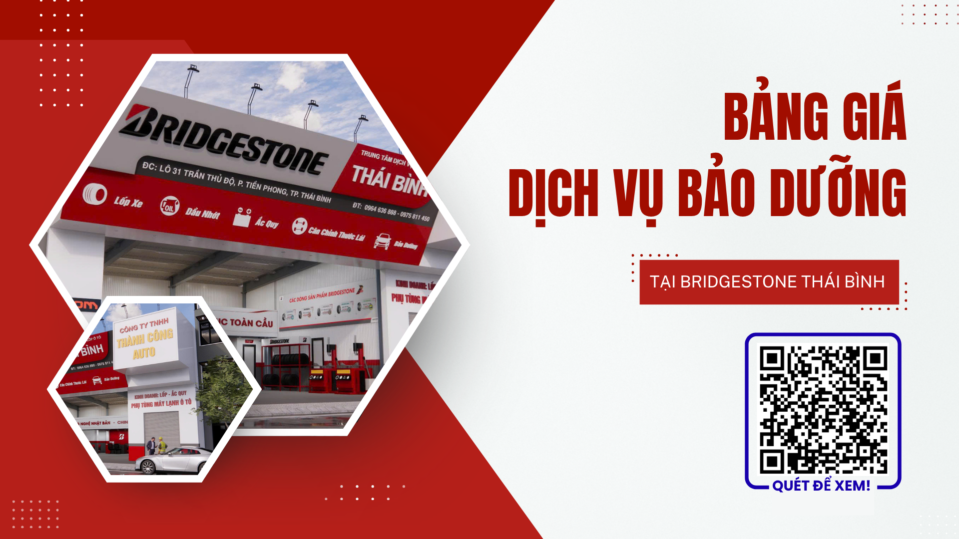 BẢNG GIÁ DỊCH VỤ BẢO DƯỠNG SỬA CHỮA Ô TÔ TẠI BRIDGESTONE THÁI BÌNH - THÀNH CÔNG AUTO